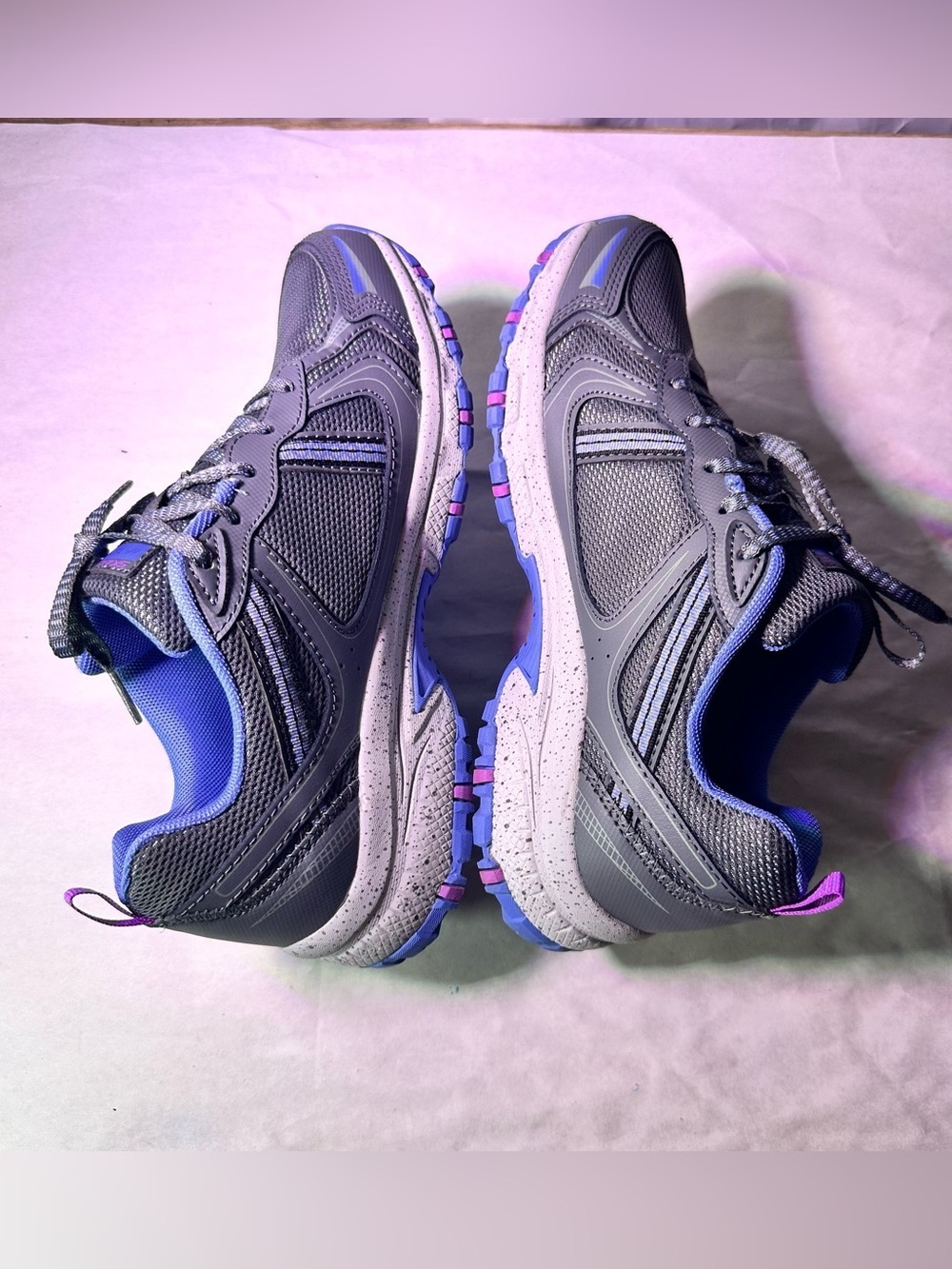 Skechers Gray Athletic Walking Shoe with Purple & Light Blue Accents - Picture 8 of 10